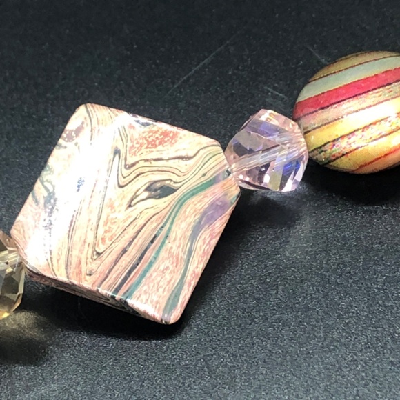 Blush Pink & Black Swirl Handmade Keychain | Single Strand Beaded Bag Charm - Picture 6 of 16